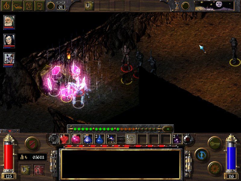 Arcanum: Of Steamworks & Magick Obscura (Windows) screenshot: A hard battle: I used spells to help my party
