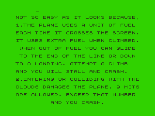 Games Pack IV (Dragon 32/64) screenshot: Sea Harrier: Instructions