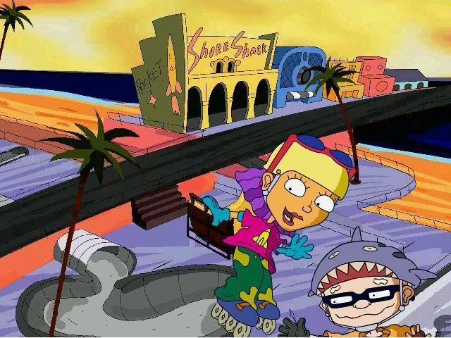 Rocket Power: Extreme Arcade Games (Windows) screenshot: The opening sequence is a series of animated slides representing cartoon chaos