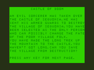 Castle of Doom (Dragon 32/64) screenshot: Introduction