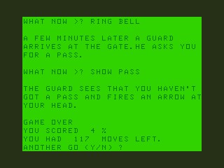 Castle of Doom (Dragon 32/64) screenshot: Killed Already