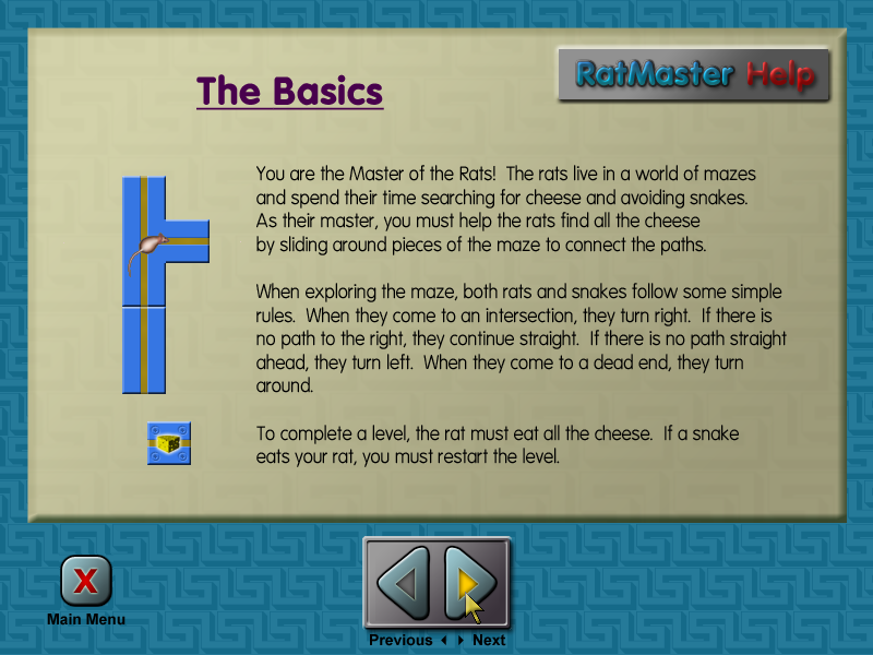 RatMaster (Windows) screenshot: Help screen, page 1