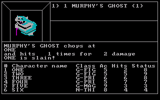 Wizardry: Proving Grounds of the Mad Overlord (PC Booter) screenshot: Harder Enemy (Original Release CGA)