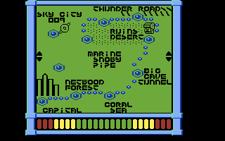 L.E.D. Storm (Commodore 64) screenshot: A map of the course