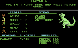 Mail Order Monsters (Commodore 64) screenshot: The monster is ready for battle