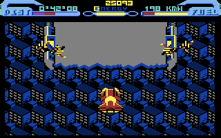 L.E.D. Storm (Commodore 64) screenshot: Jumping over a gap