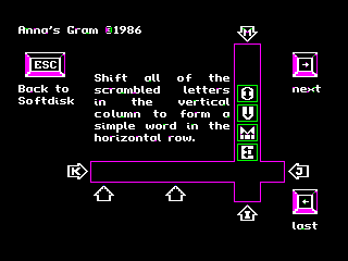 Anna's Gram (Apple II) screenshot: The first puzzle