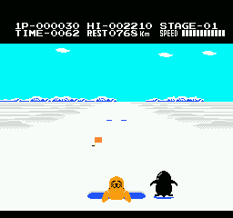 Antarctic Adventure (NES) screenshot: Leopard Seal