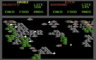 Mail Order Monsters (Commodore 64) screenshot: Battlefield overview
