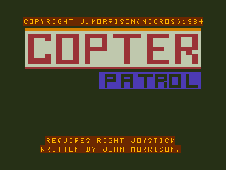 Copter Patrol (Dragon 32/64) screenshot: Title Screen