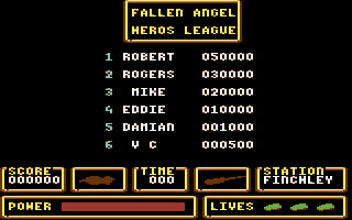 Fallen Angel (Commodore 64) screenshot: The high scores