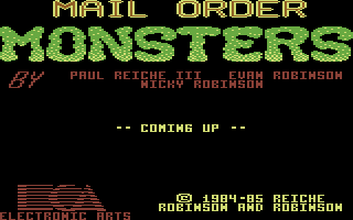 Mail Order Monsters (Commodore 64) screenshot: Title screen