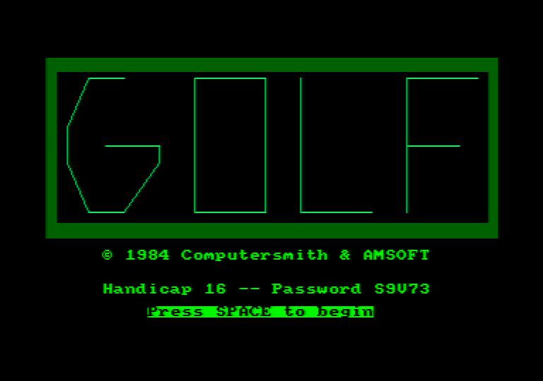 Amsgolf (Amstrad CPC) screenshot: Title Screen