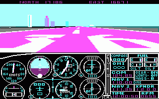 Scenery Collection: Set B (DOS) screenshot: (SD#9, FS2) The new Meigs startup - purple runway? (CGA)