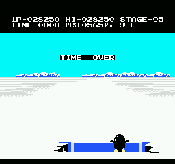 Antarctic Adventure (NES) screenshot: So sad!