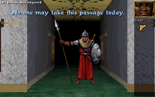 Anvil of Dawn (DOS) screenshot: A guard just doing his job