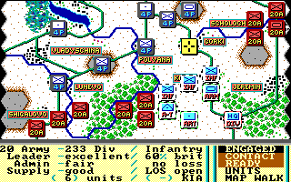 Panzer Battles (DOS) screenshot: Issuing orders (VGA mode, demo version).