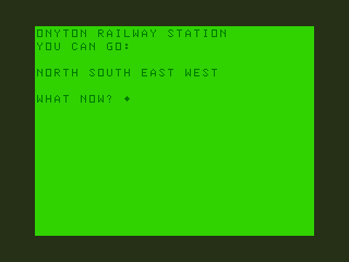 Onyton Quartet (Dragon 32/64) screenshot: Starting at the Station