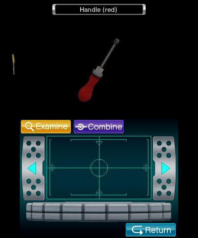 Zero Escape: Volume 2 - Virtue's Last Reward (Nintendo 3DS) screenshot: Inventory system; each object can be rotated around