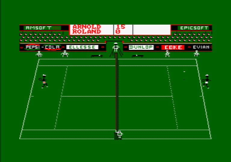 Centre Court (Amstrad CPC) screenshot: Arnold takes first blood