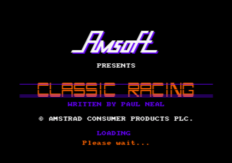 Classic Racing (Amstrad CPC) screenshot: Loading Screen