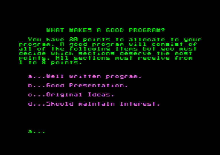Millionaire (Amstrad CPC) screenshot: What makes a good game?