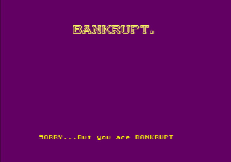 Millionaire (Amstrad CPC) screenshot: It's all gone wrong! Game over!