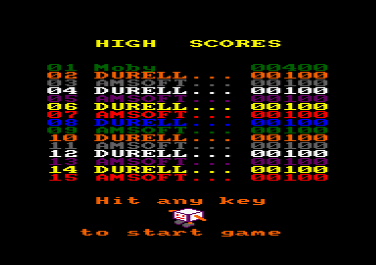 Roland Goes Square Bashing (Amstrad CPC) screenshot: High Score table