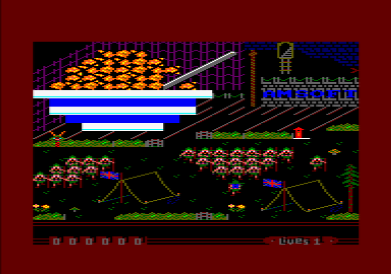 The Scout Steps Out (Amstrad CPC) screenshot: Behold the Cornflake Bowl of Glory