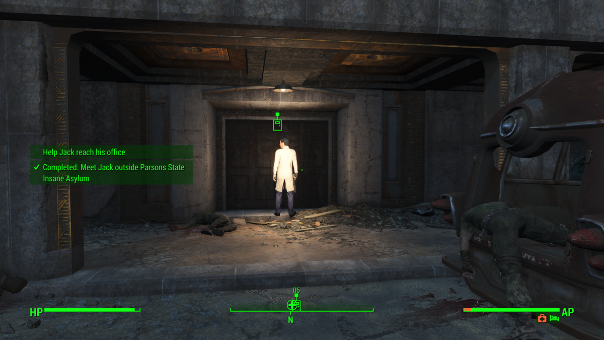 Fallout 4 (Xbox One) screenshot: We're about to enter the insane asylum.