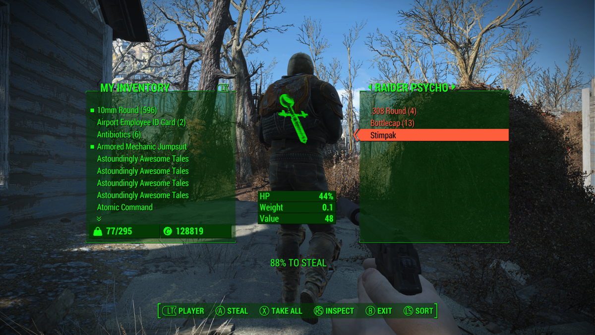 Fallout 4 (Xbox One) screenshot: Pickpocketing