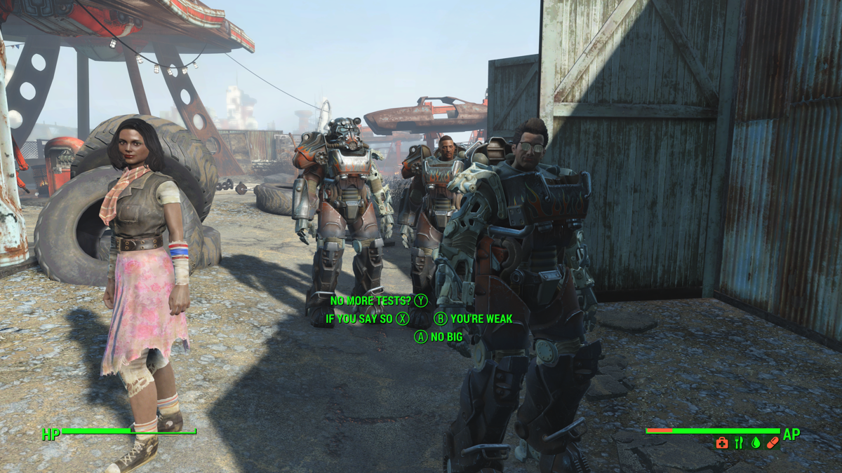 Fallout 4 (Xbox One) screenshot: Meeting my new friends, the Atom Cats.