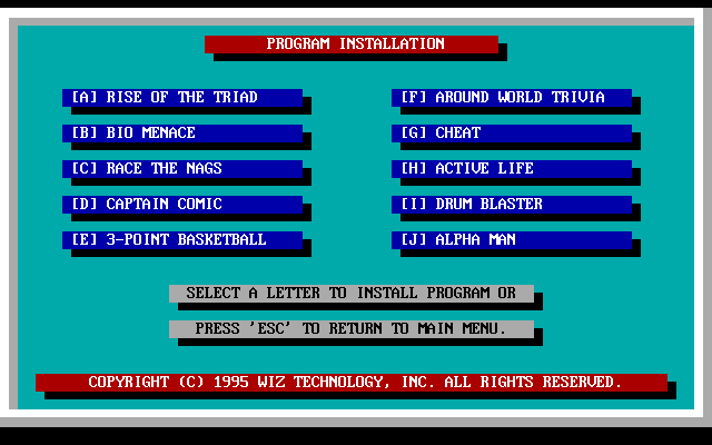 White Wolf Software: Series IV (DOS) screenshot: The contents of the CD