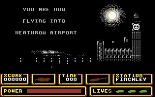Fallen Angel (Commodore 64) screenshot: Arriving at the first airport