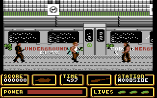 Fallen Angel (Commodore 64) screenshot: Beginning in the first subway station