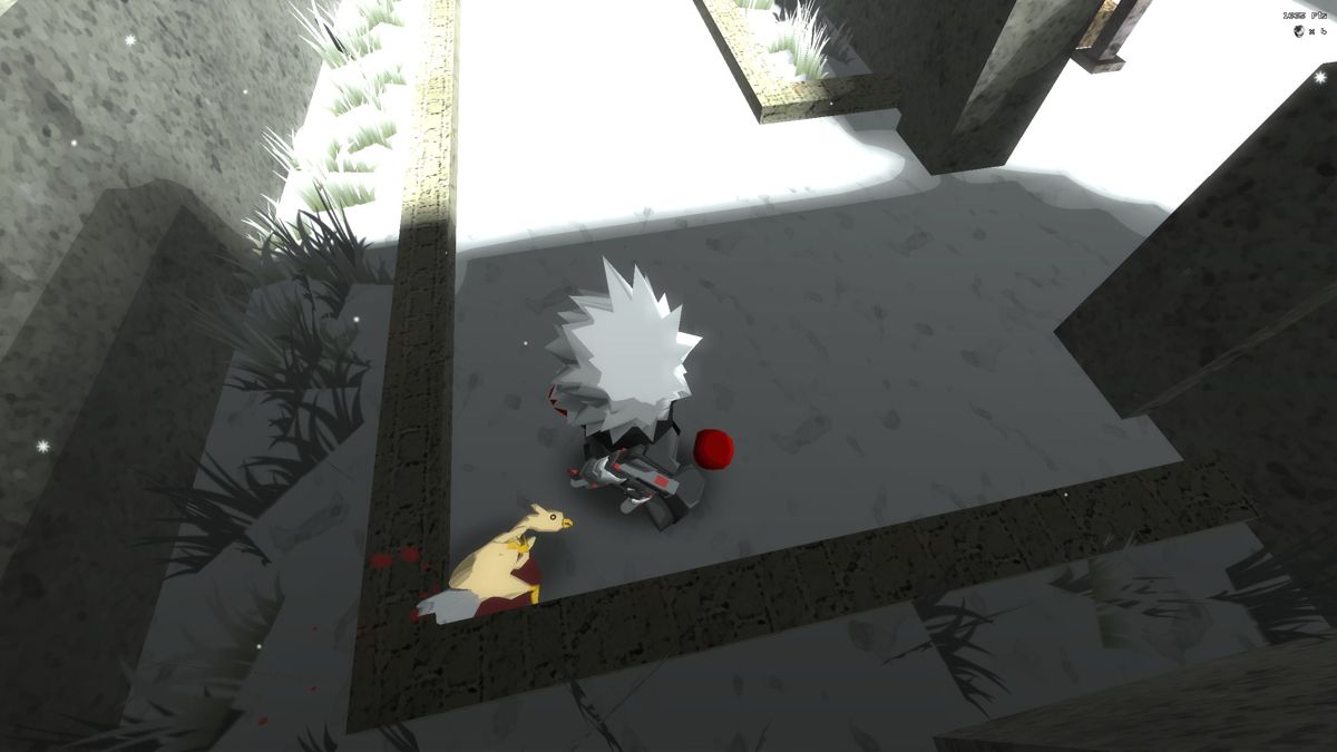 Worlds (Windows) screenshot: For reasons I will not go into I've just kicked this chicken thing to death
