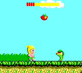 Wonder Boy (Game Gear) screenshot: Tom-Tom, look out. A poisonous snake!