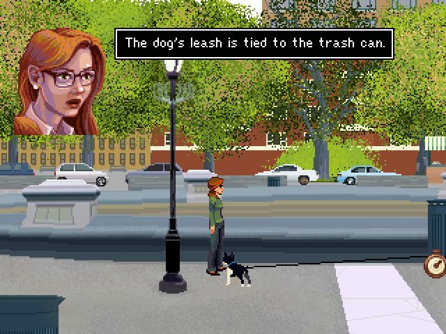 The Blackwell Legacy (Windows) screenshot: Looking for a way to get attention of dog's owner