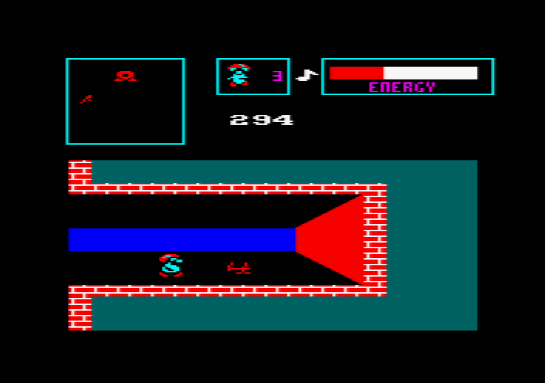 Super Sam (Amstrad CPC) screenshot: A hidden piece of the cage - three down, fifteen to go!
