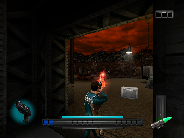 Max Steel: Covert Missions (Dreamcast) screenshot: Shootin' with the laser gun.