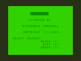 Draconian (Dragon 32/64) screenshot: Choose Colour Scheme