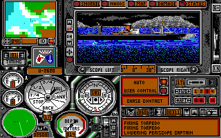 Wolf Pack (DOS) screenshot: U-boat Controls (EGA)
