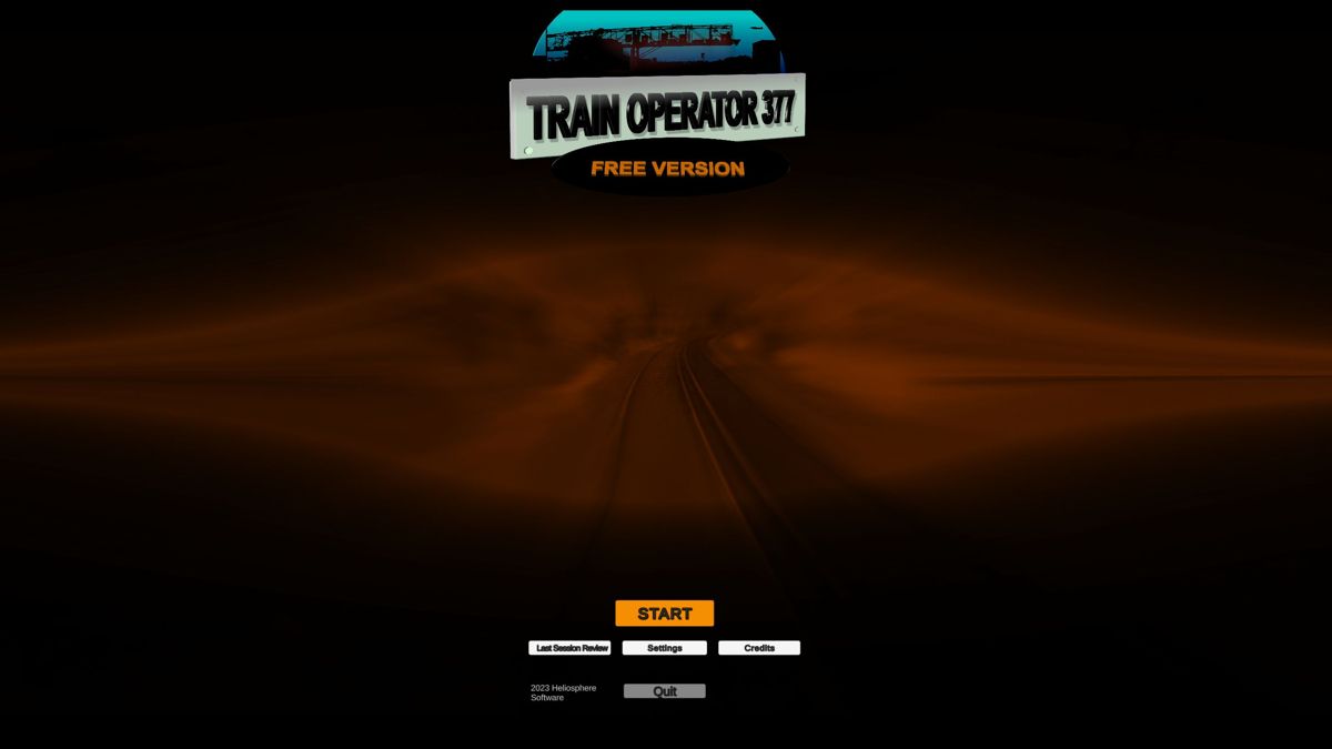 Train Operator 377: Free Version (Windows) screenshot: The title screen and main menu. The colour of the smudge across the centre of the screen slowly changes
