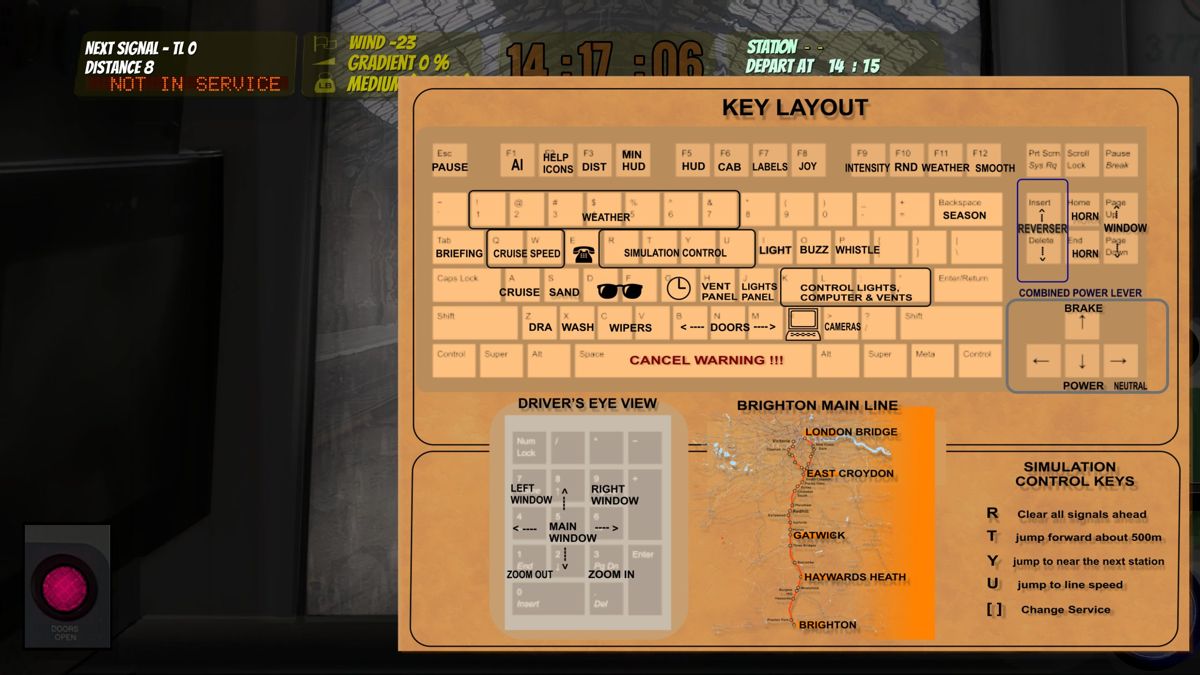 Train Operator 377: Free Version (Windows) screenshot: Aha! Sadly I could not see how to start the train but I could see that F1 triggers the AI driver
