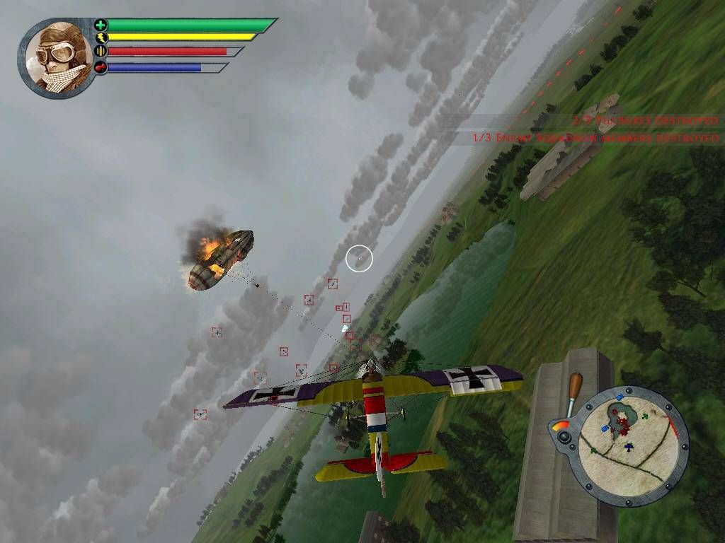 Red Baron: Arcade (Windows) screenshot: Shooting the enemy airship