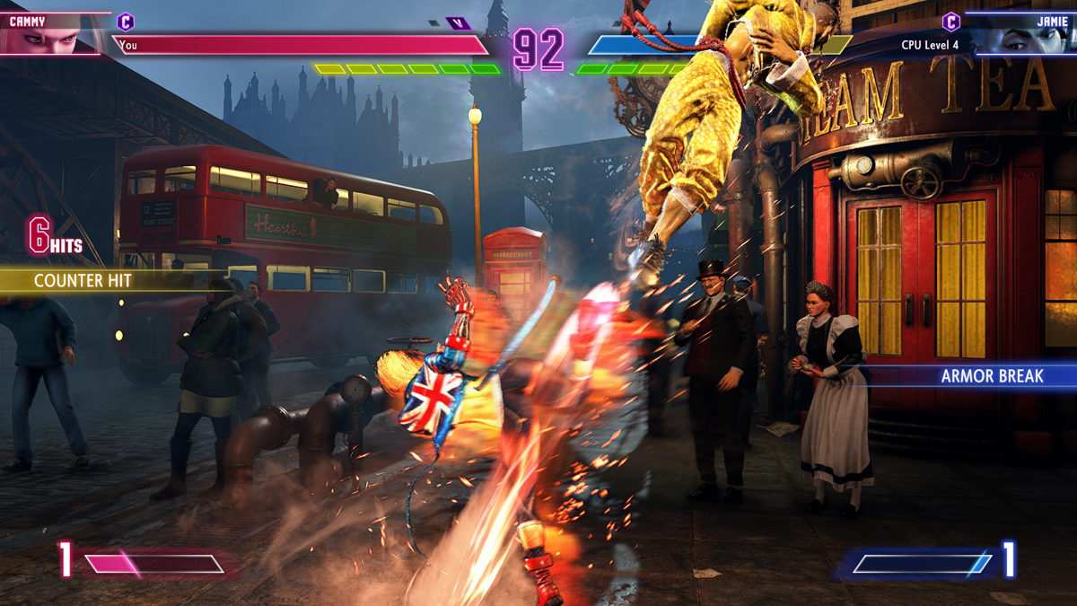 Street Fighter 6 (Windows) screenshot: The game can get quite vertical even with classic moves like Cammy's Cannon Spike.