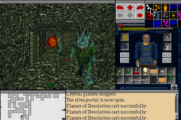 The Legacy: Realm of Terror (DOS) screenshot: Firing some spells towards a pair of sea demons
