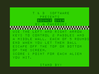 Advanced Pong (TRS-80 CoCo) screenshot: Instructions
