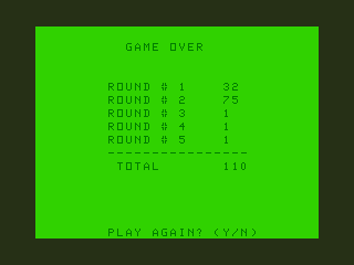 Advanced Pong (TRS-80 CoCo) screenshot: Final Score