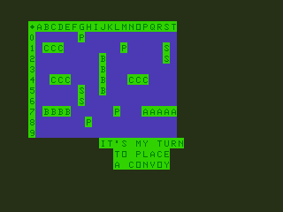 Convoy (TRS-80 CoCo) screenshot: Ships are Placed